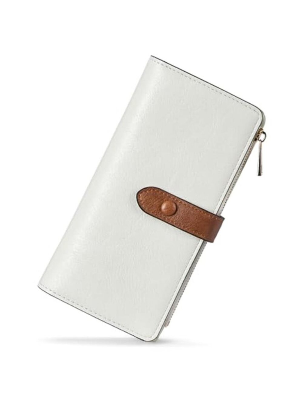 Womens Vegan Leather RFID Bifold Wallet Slim Card Holder Coin Pocket Brown Beige
